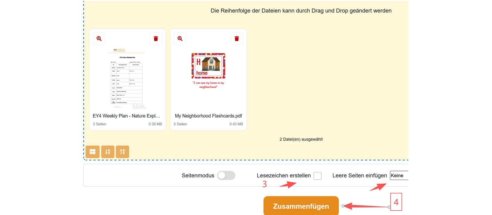Methoden zum Zusammenführen von PDFs